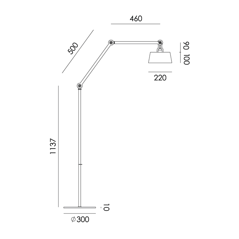 Bolt 2arm vloerlamp long upperfit - Daybreak rose