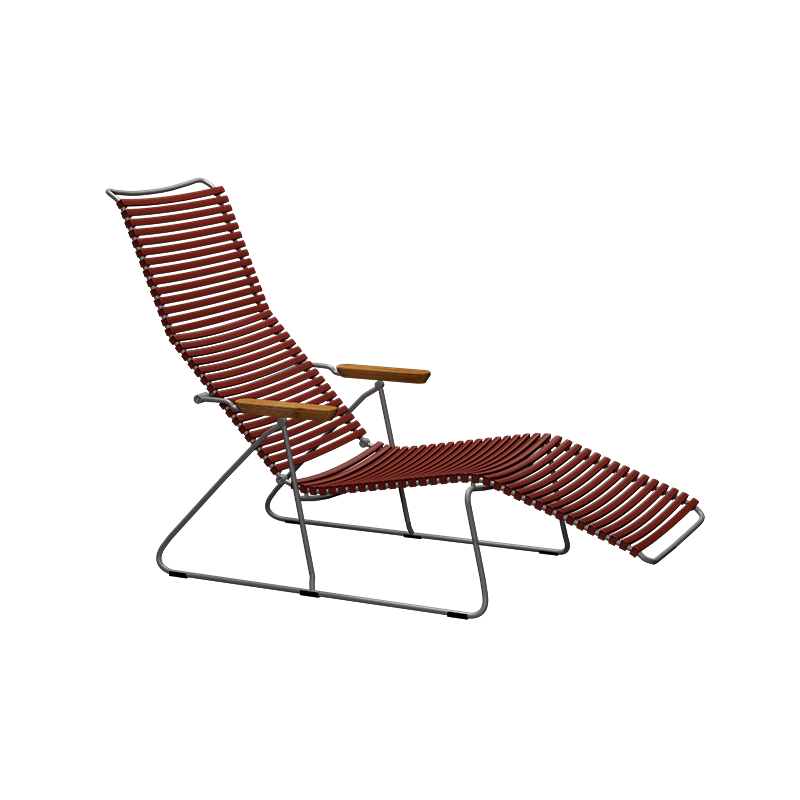 Click sunlounger - Paprika, bamboo armrests