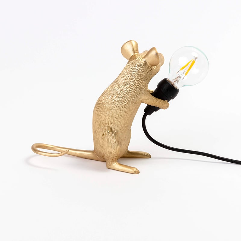 Mouse sitting USB tafellamp - Gold