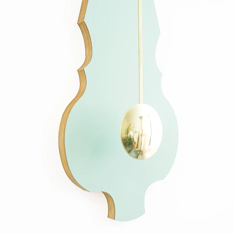Wall clock pendulum large - Gale green/shiny gold