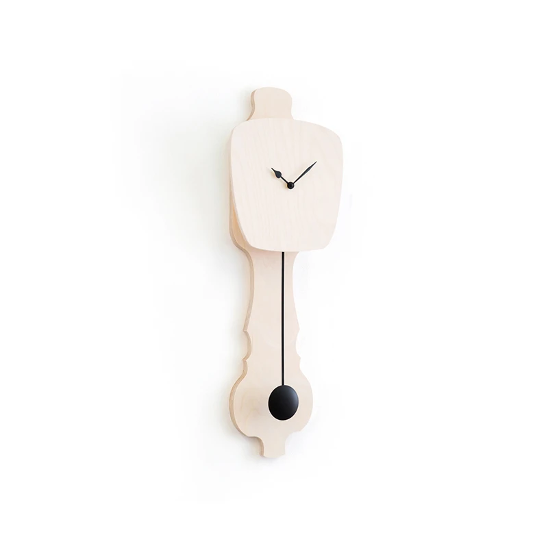 Wall clock pendulum small - Bare wood/deep black