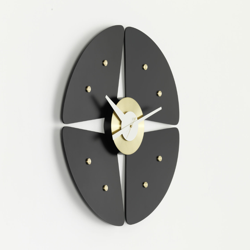 Petal Clock - Black/brass