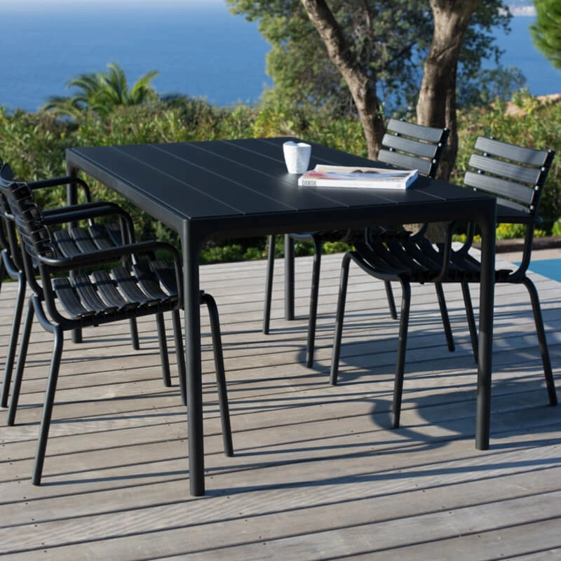 Set Four dining table black 90 x 160 + 4 Reclips chair black