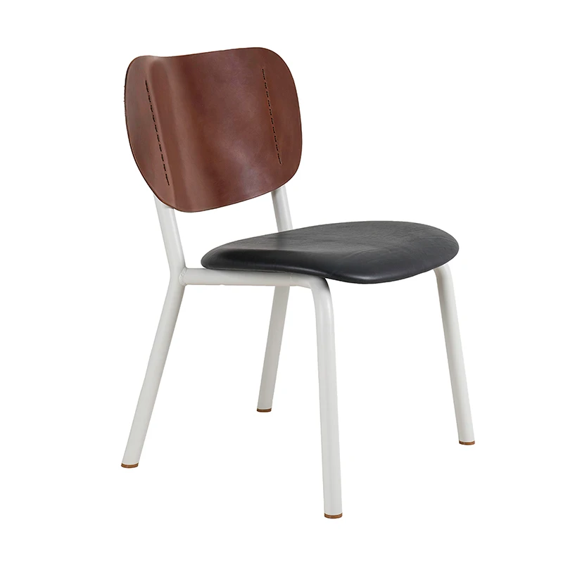 Emil Rosi chair - Cognac/white, black leather seat