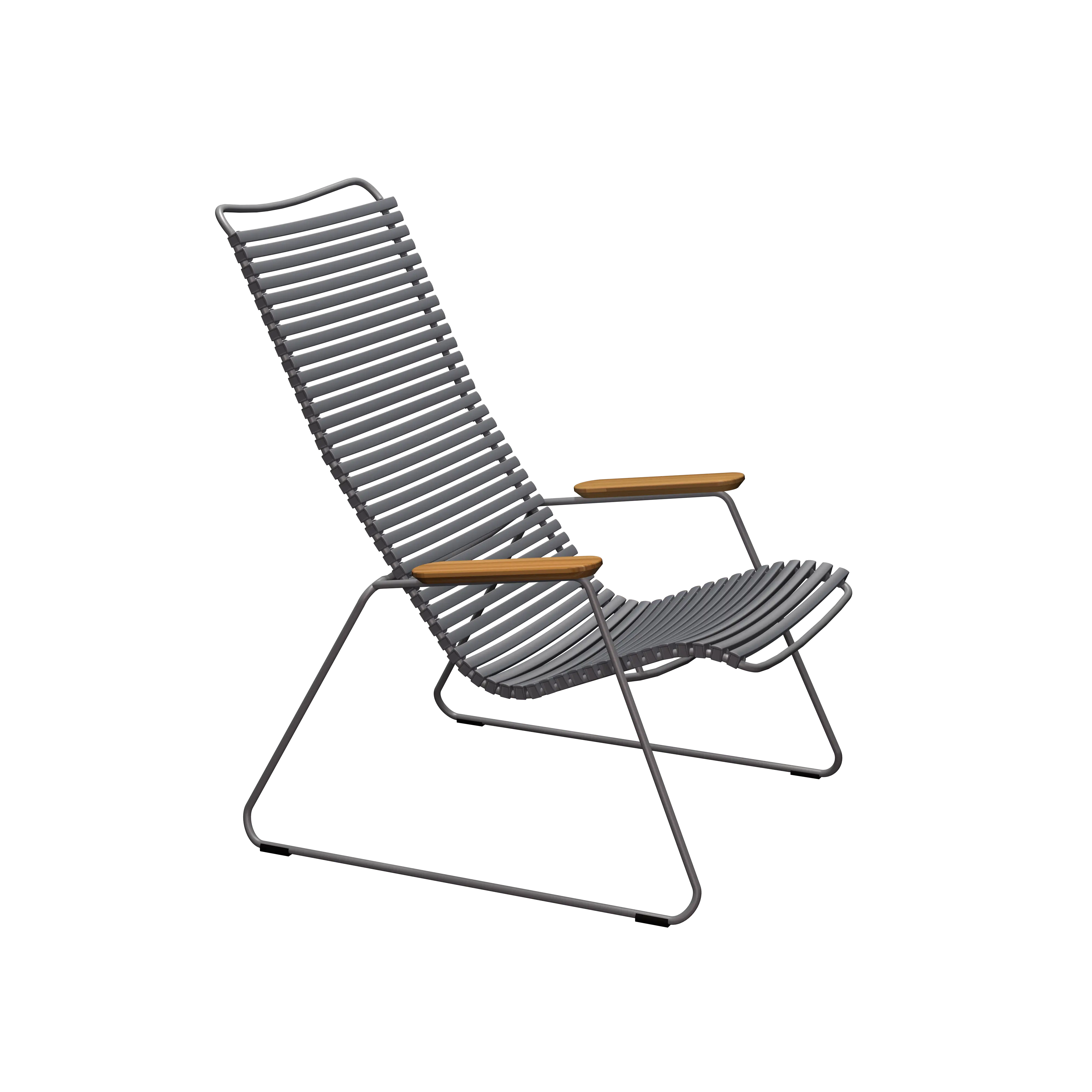 Click lounge chair - Dark grey, bamboo armrests