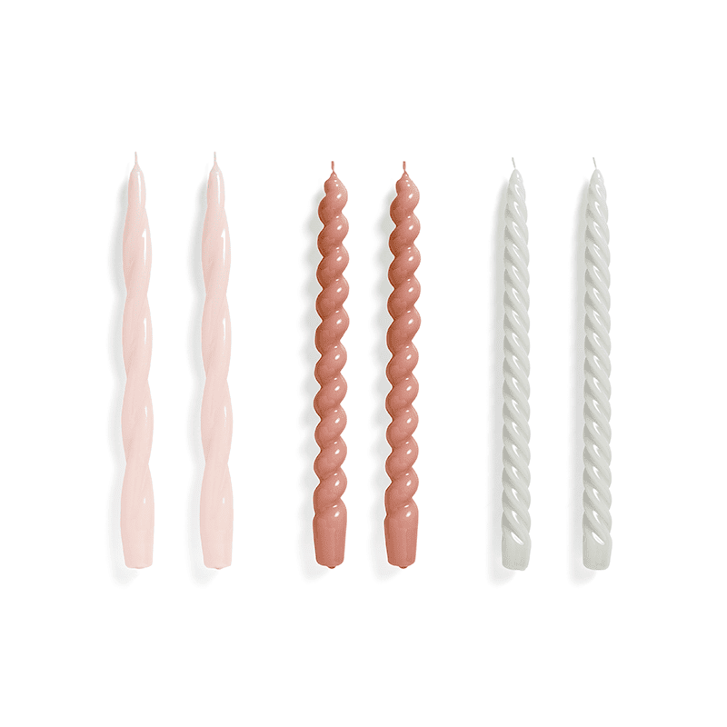 Candle Long Mix Set of 6 - Light rose mauve light grey