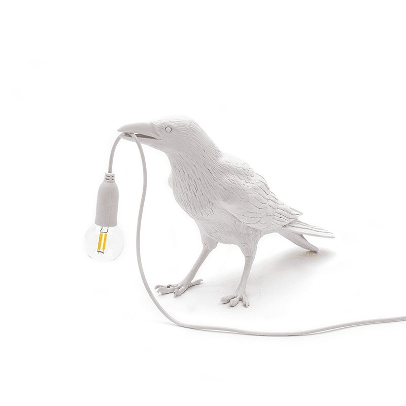 Bird tafellamp waiting outdoor - White