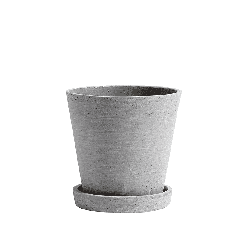 Flowerpot with Saucer M - Grey