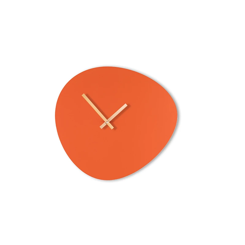 Wall clock pebble - Rusty red/shiny gold