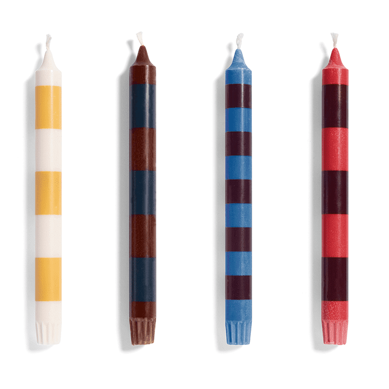 Stripe Candle Set of 4 - Bright
