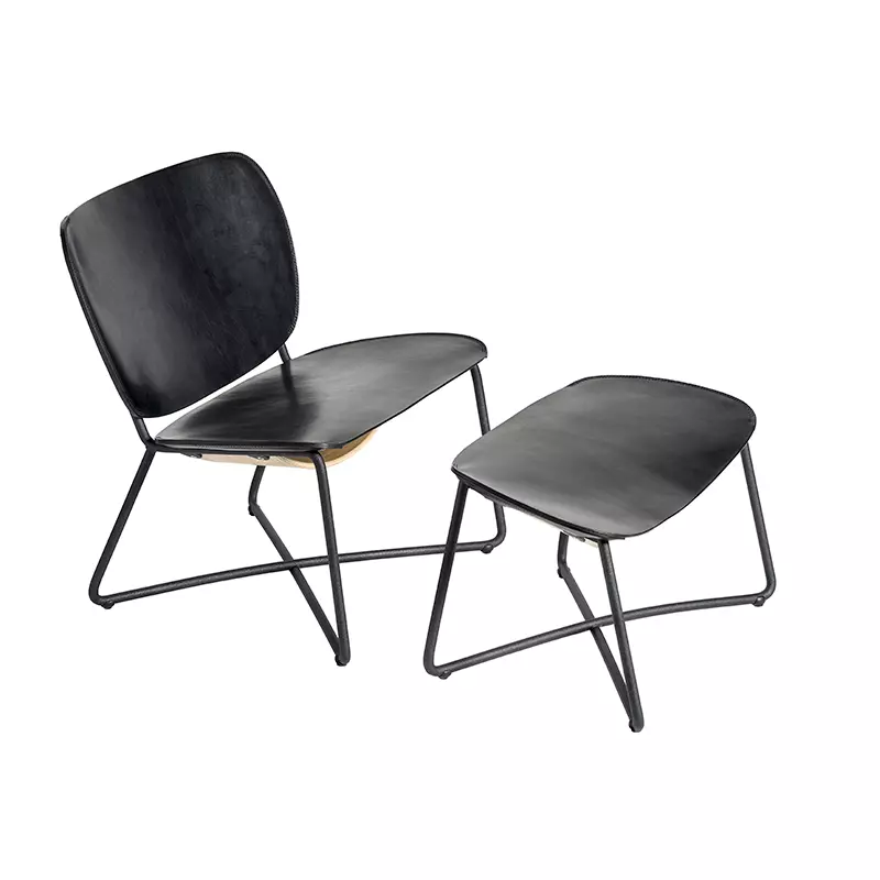 Miller lounge chair + Ottoman - Black seat/black frame