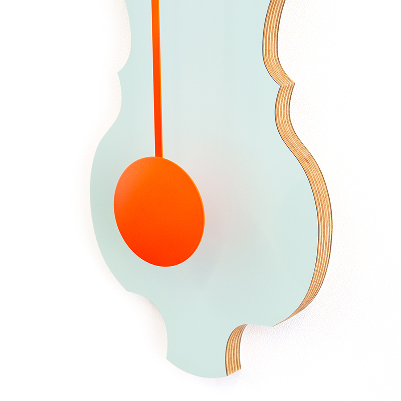 Wall clock pendulum small - Pale green/neon orange