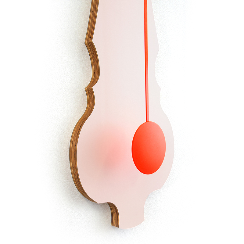 Wall clock pendulum small - Peach pastel/neon orange