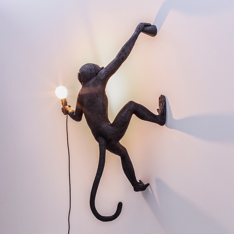 Monkey wandlamp hanging right hand outdoor - Black