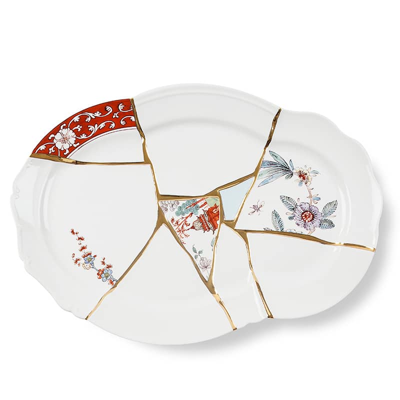 Kintsugi tray in porcelain