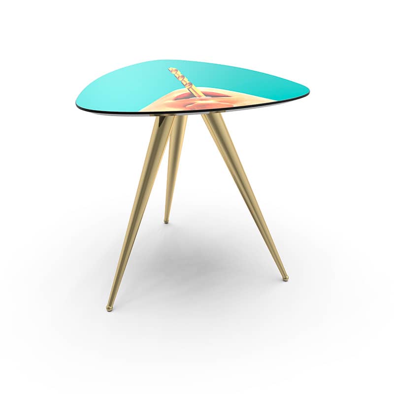 Toiletpaper wooden table with metal legs - Drill