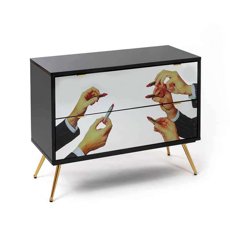 Chest of two drawers in mdf toiletpaper - Lipsticks black