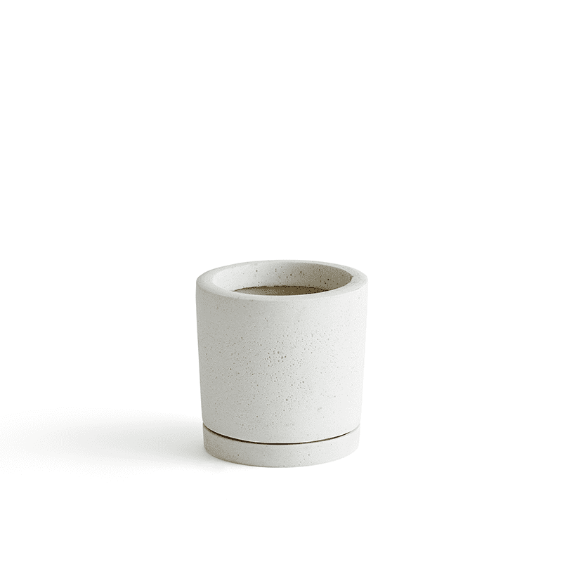 Plant Pot with Saucer M - White