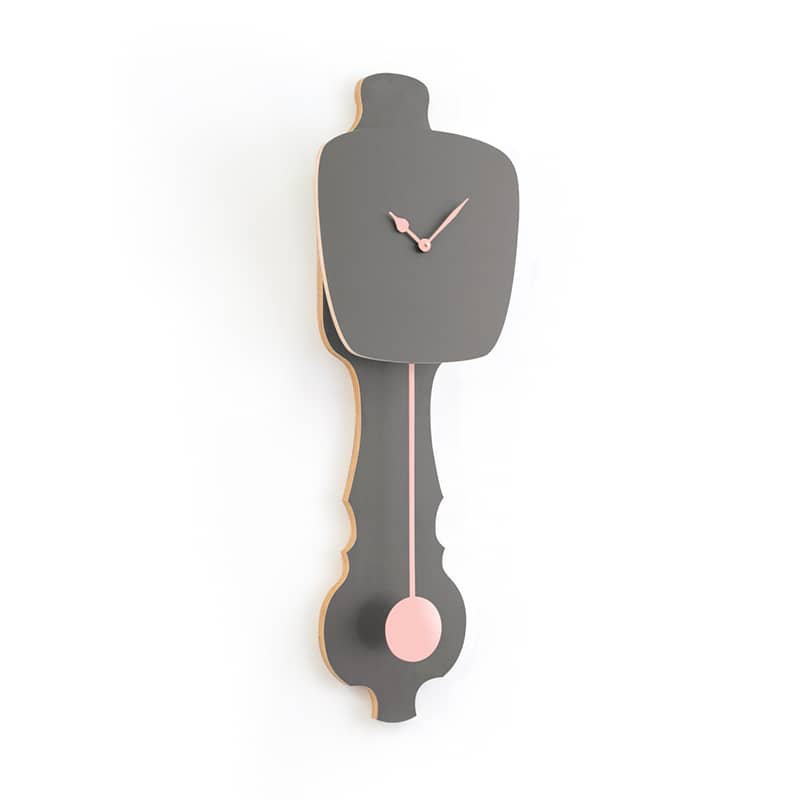 Wall clock pendulum large - Stone grey/peach pastel