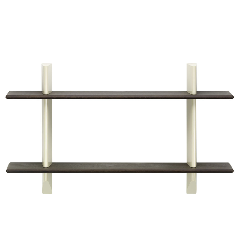 Rayonnage Mural - Prouve Blanc Colombe, dark oak