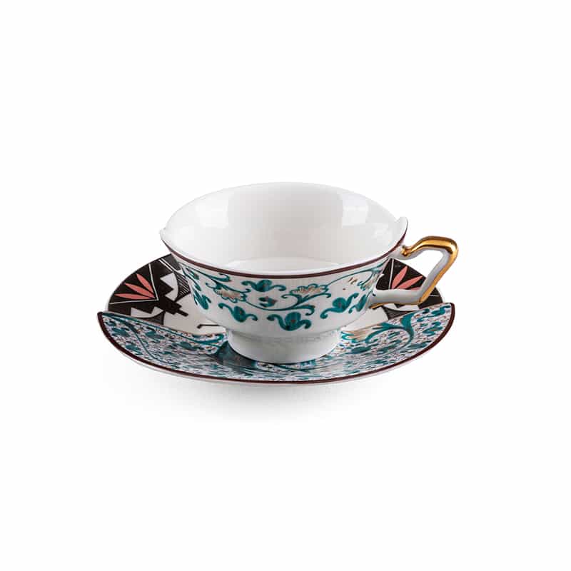 Teacup with saucer in porcelain hybrid - Aspero