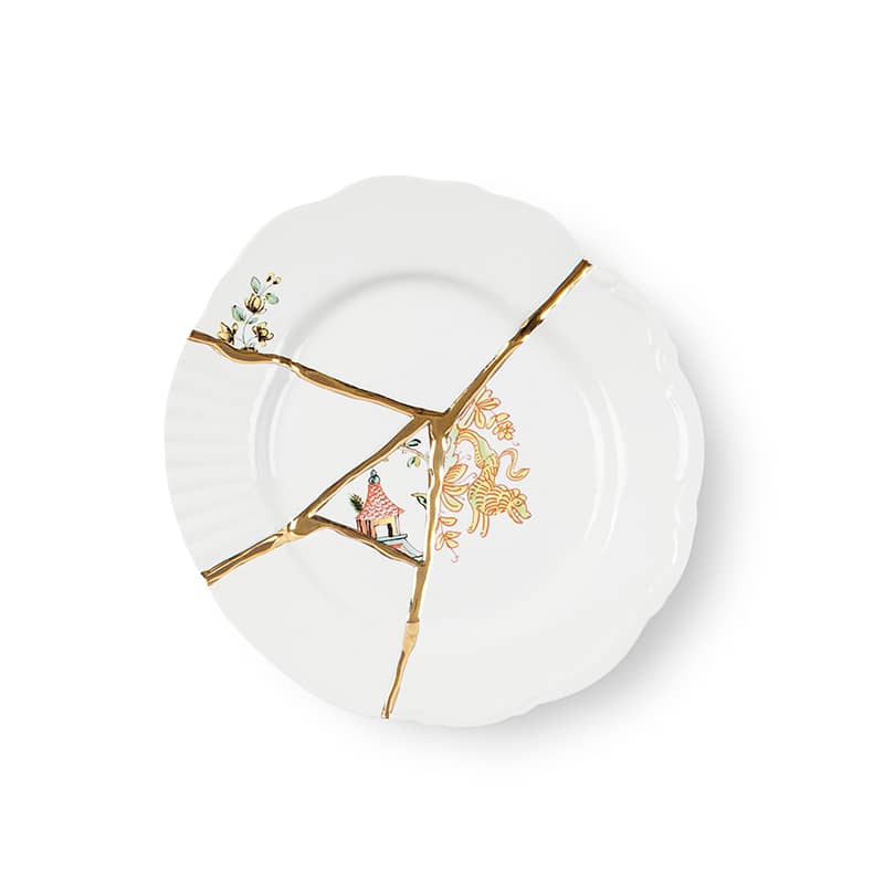 Kintsugi-n'2 dessert plate in porcelain