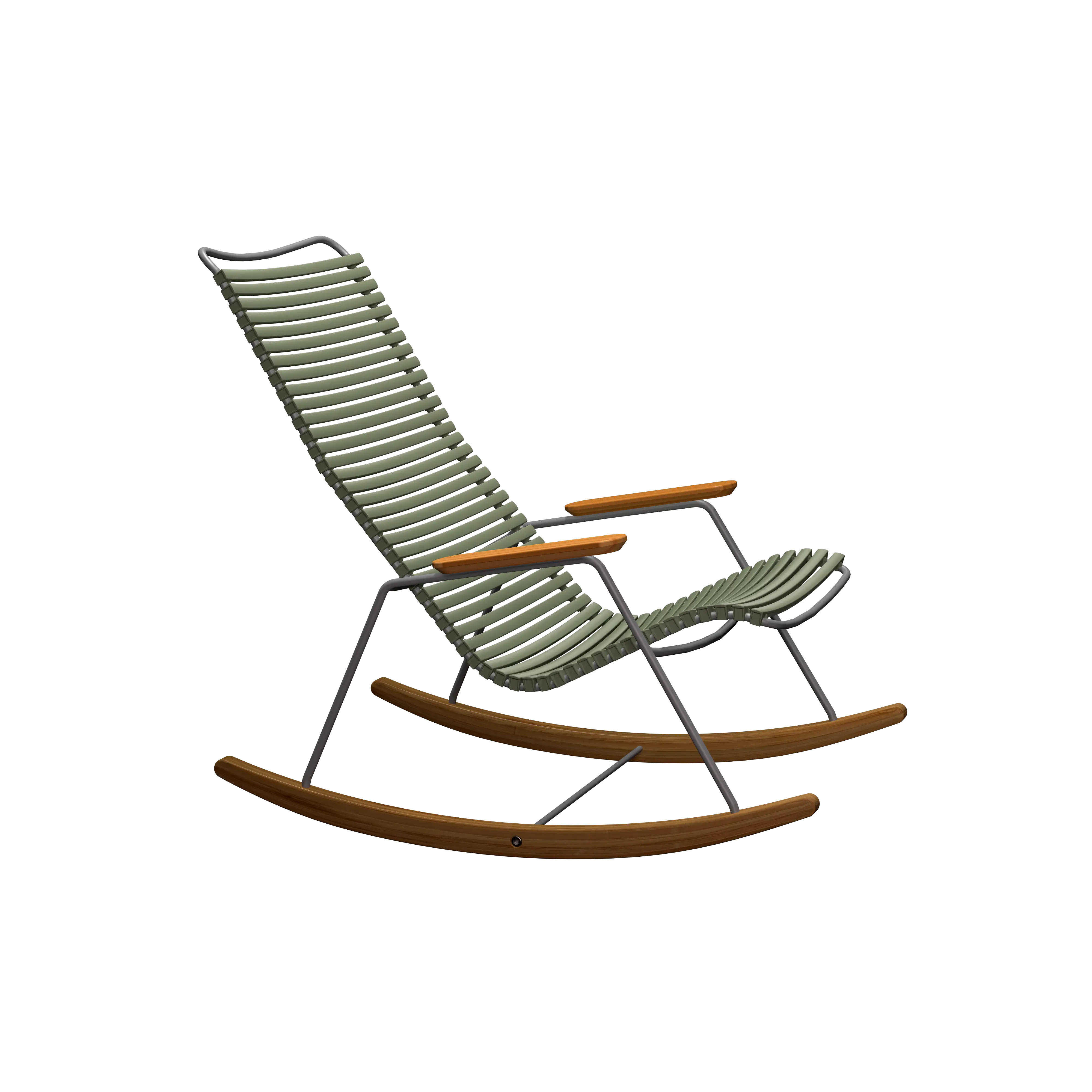 Click rocking chair - Olive green, bamboo armrests