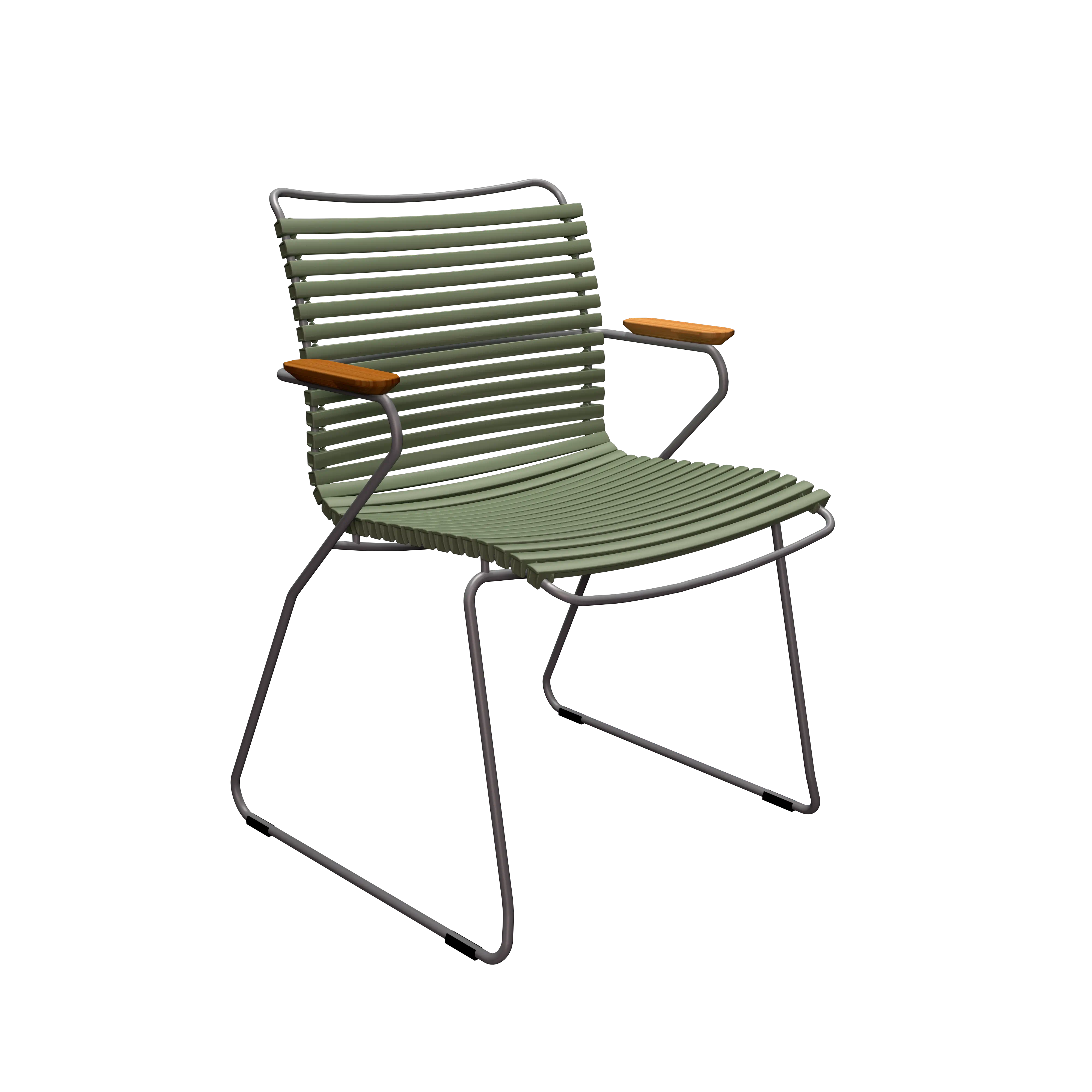 Click dining chair - Olive green, bamboo armrests