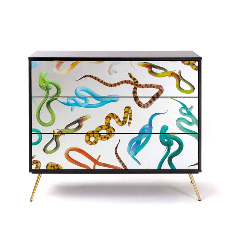 Chest of 3 drawers in mdf toiletpaper - Snake