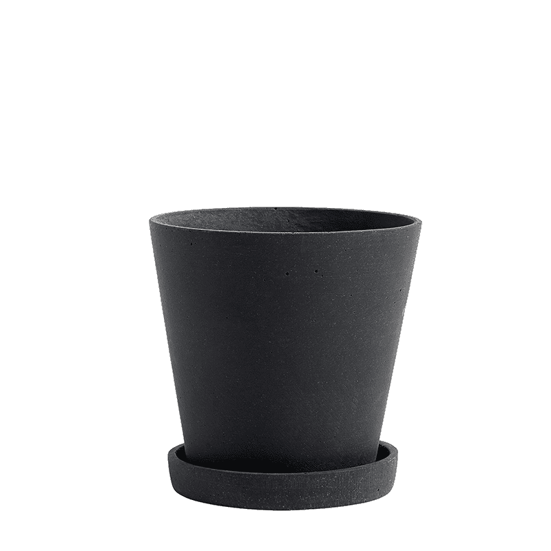 Flowerpot with Saucer M - Black