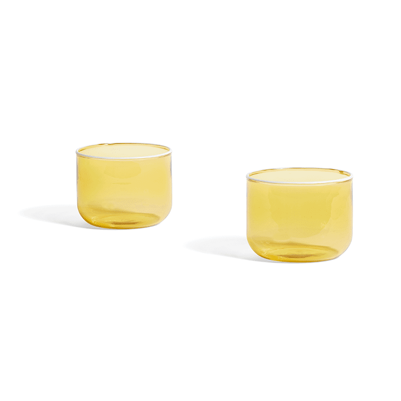 Tint Glass Set of 2 - Light yellow with white rim