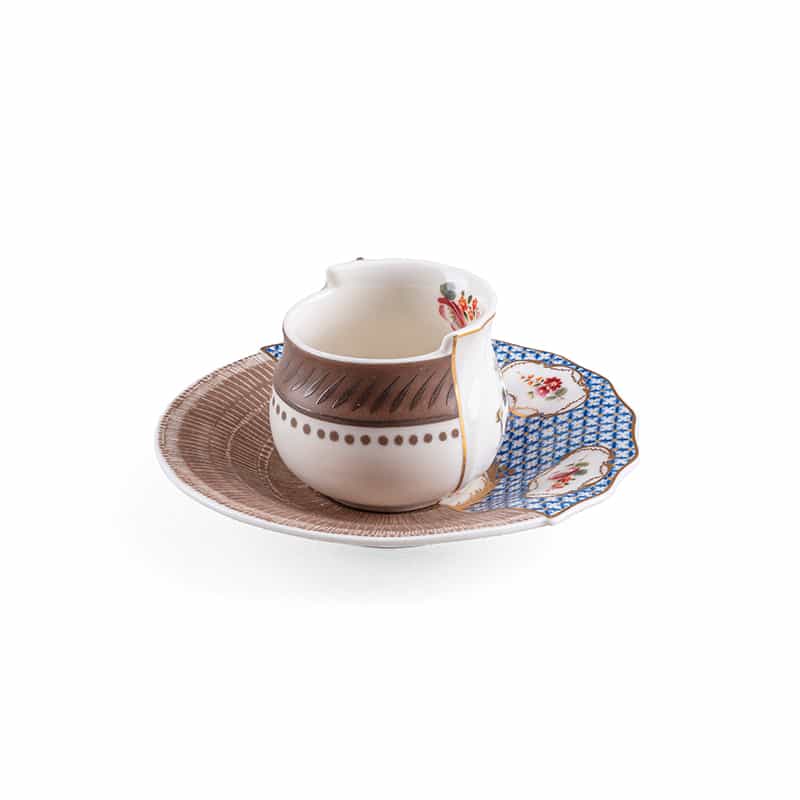 Coffee cup with saucer in porcelain hybrid - Djenne