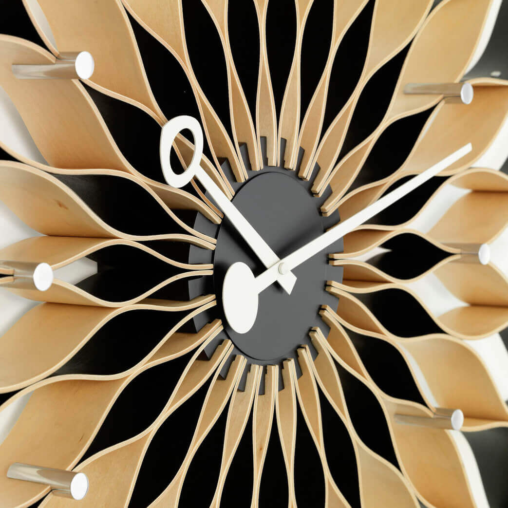 Sunflower Clock - Birch/black