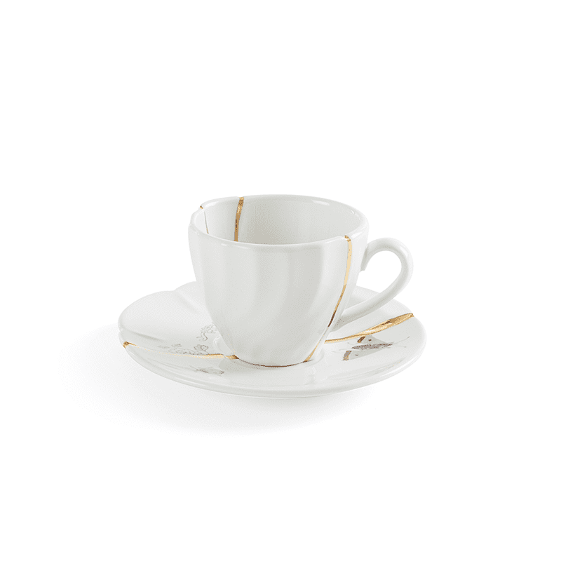 Kintsugi-n'2 coffee cup with saucer in porcelain