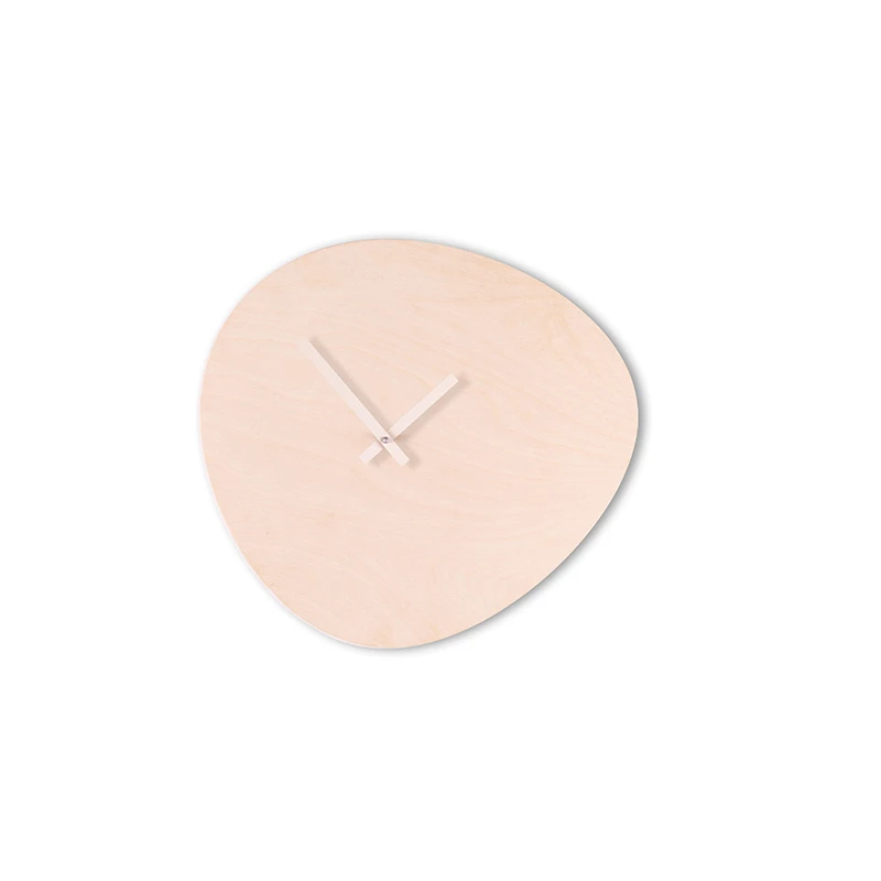 Wall clock pebble - Bare wood/off white