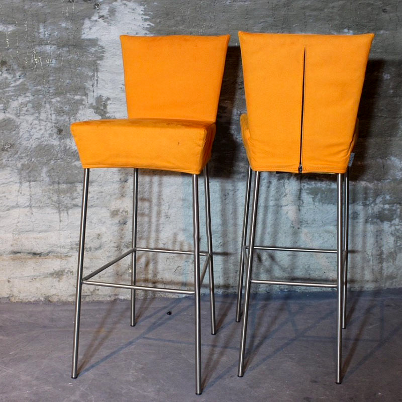Orea barkruk (Set van 2) - Oranje/ RVS