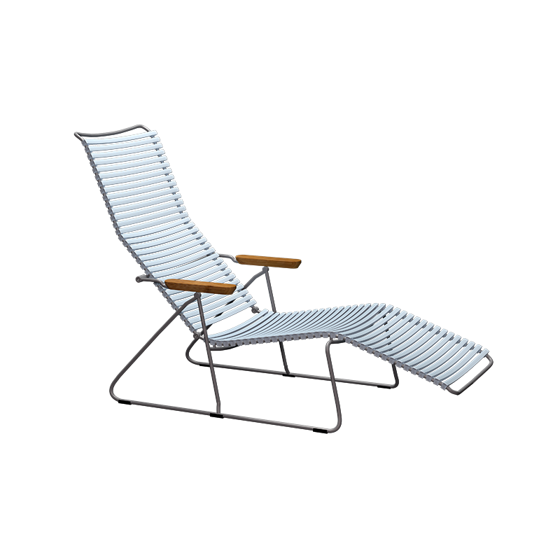 Click sunlounger - Dusty light blue, bamboo armrests