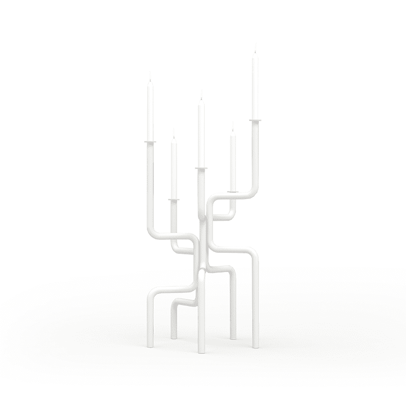 Walk Of Flame floor candelabra - White