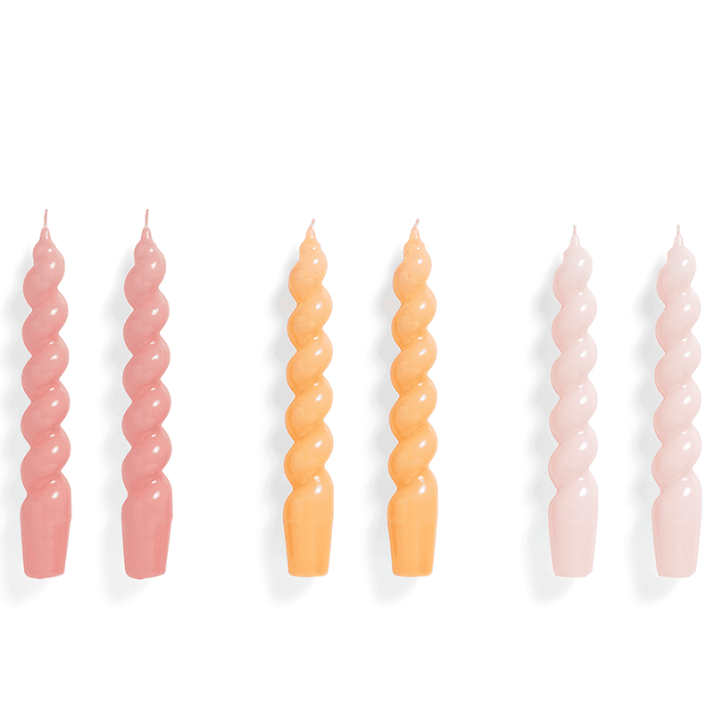Candle Spiral Set of 6 - Dark rose dark peach l. rose