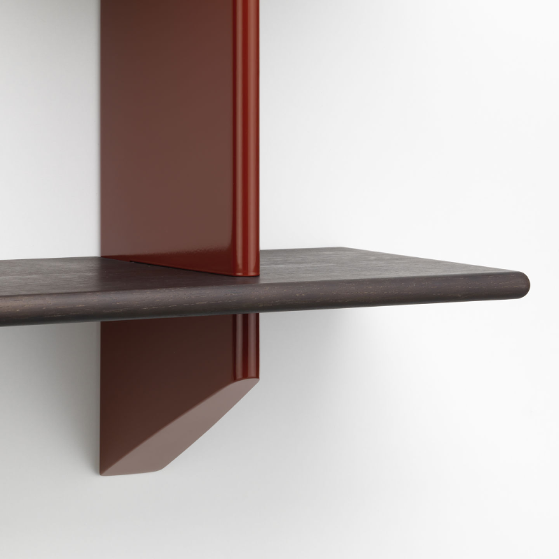 Rayonnage Mural - Japanese red, dark oak
