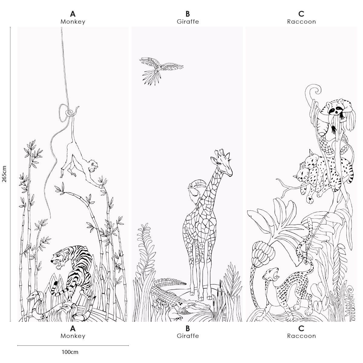 Krijtbord magneet behang jungle premium- Wasbeer