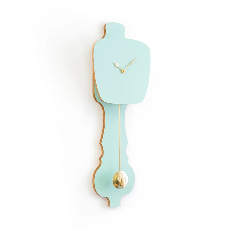 Wall clock pendulum large - Gale green/shiny gold