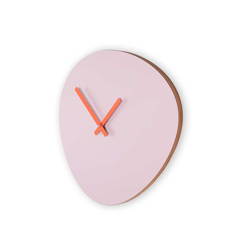 Wall clock pebble - Soft lilac/neon orange