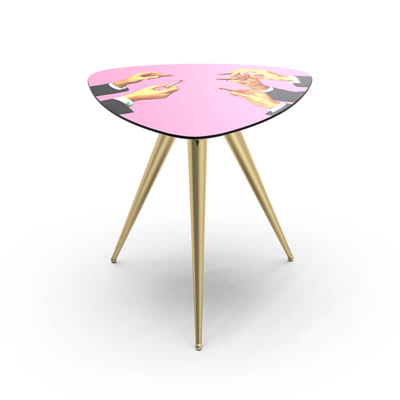 Toiletpaper wooden table with metal legs - Pink lipsticks