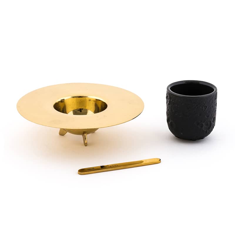 Coffe set with brass/stoneware cosmic diner
