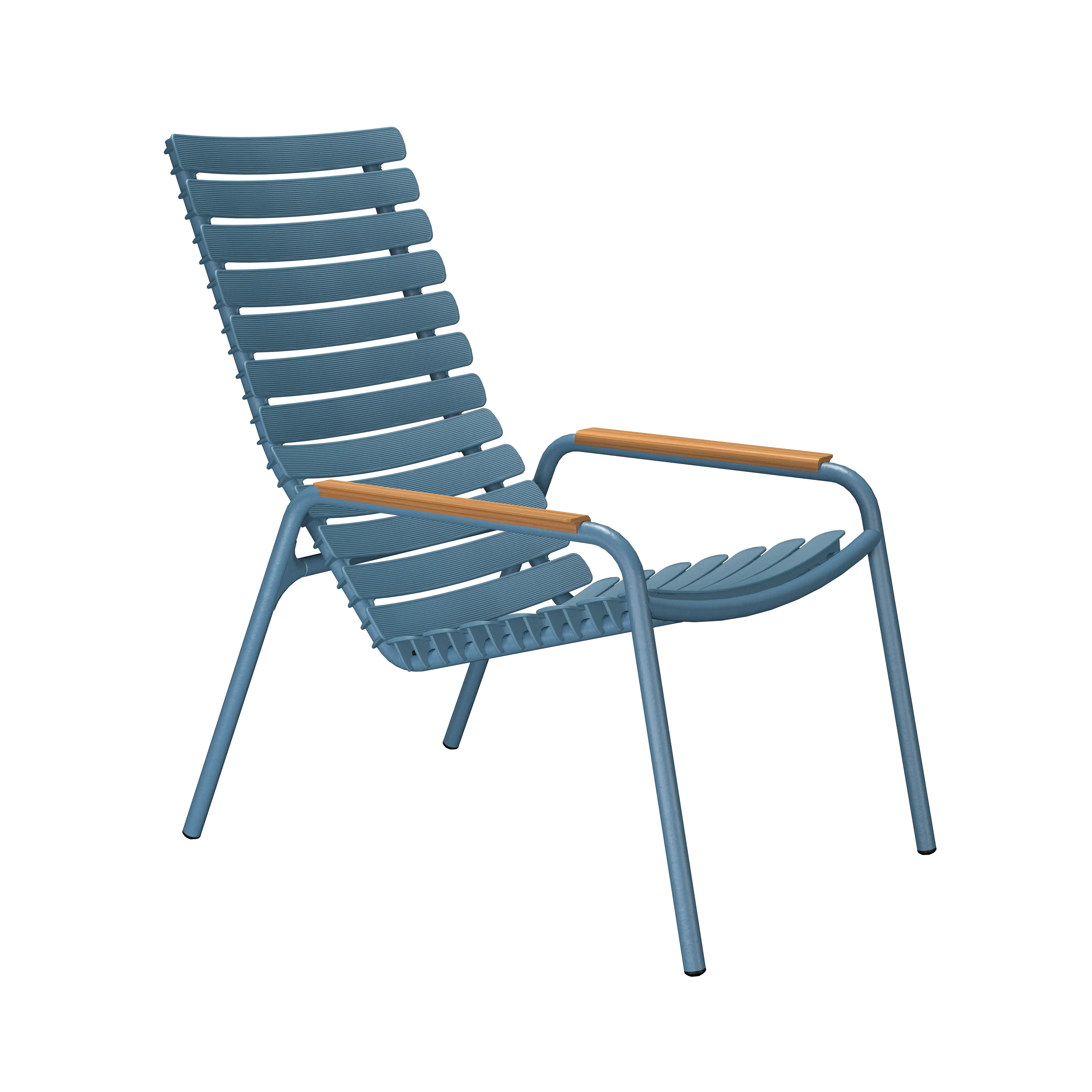 Reclips lounge chair - Sky blue, bamboo armrests