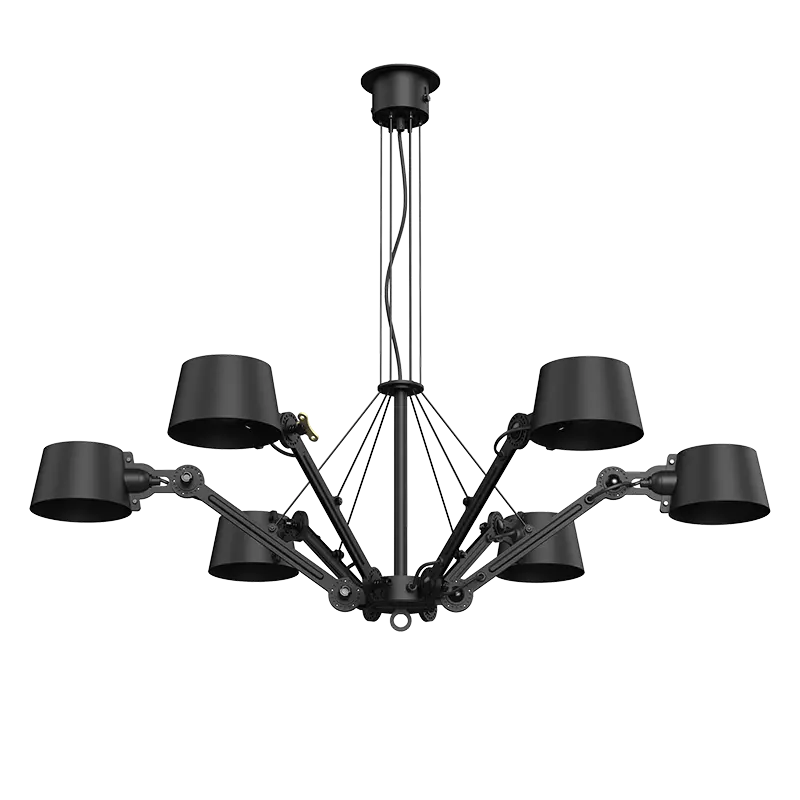 Bolt chandelier hanglamp 6 arm - Smokey black