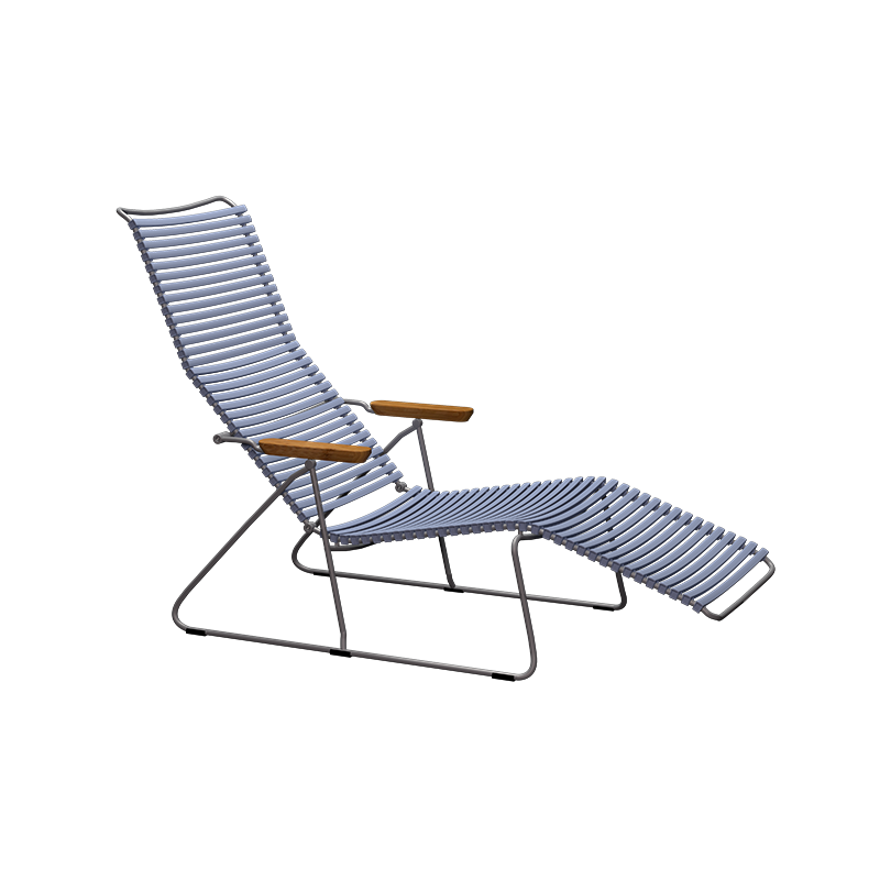 Click sunlounger - Pigeon blue, bamboo armrests