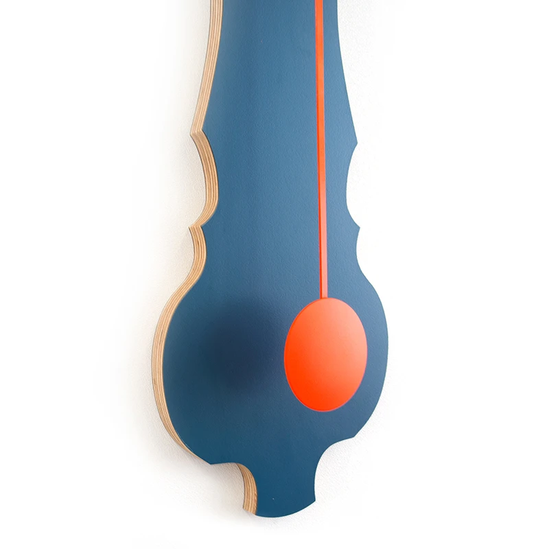 Wall clock pendulum large - Petrol blue/neon orange