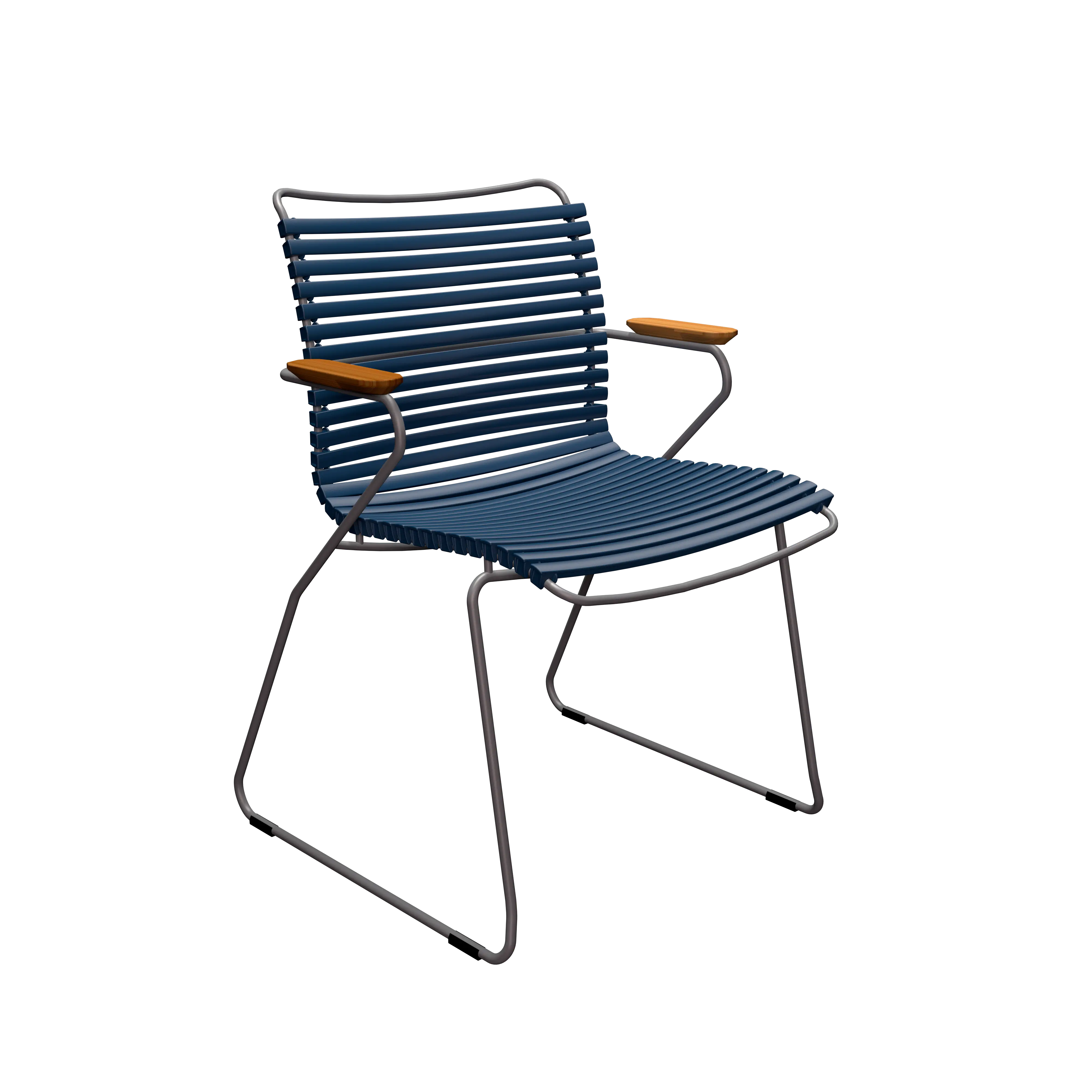Click dining chair - Dark blue, bamboo armrests